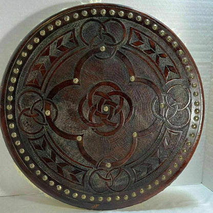 Celtic Five Fold Carved Viking Shield Handcrafted Authentic 24 for Historical Enthusiasts