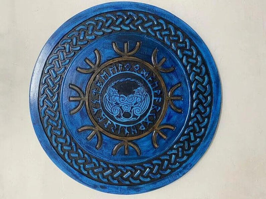 Norse Shield Hand Carved Viking Warriors Shield Norse Inspired Decor Shield Valhalla Shield Christmas Shield - collectiblegiftitems