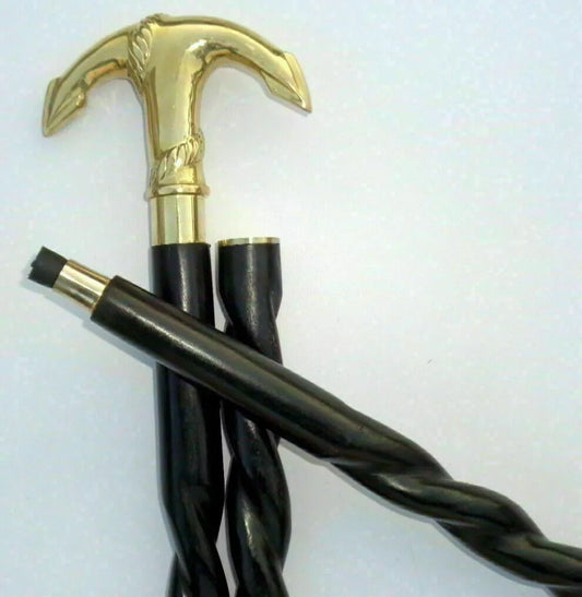 Anchor Head Plated Brass design Handle Vintage Wooden Walking Stick Cane Gifts